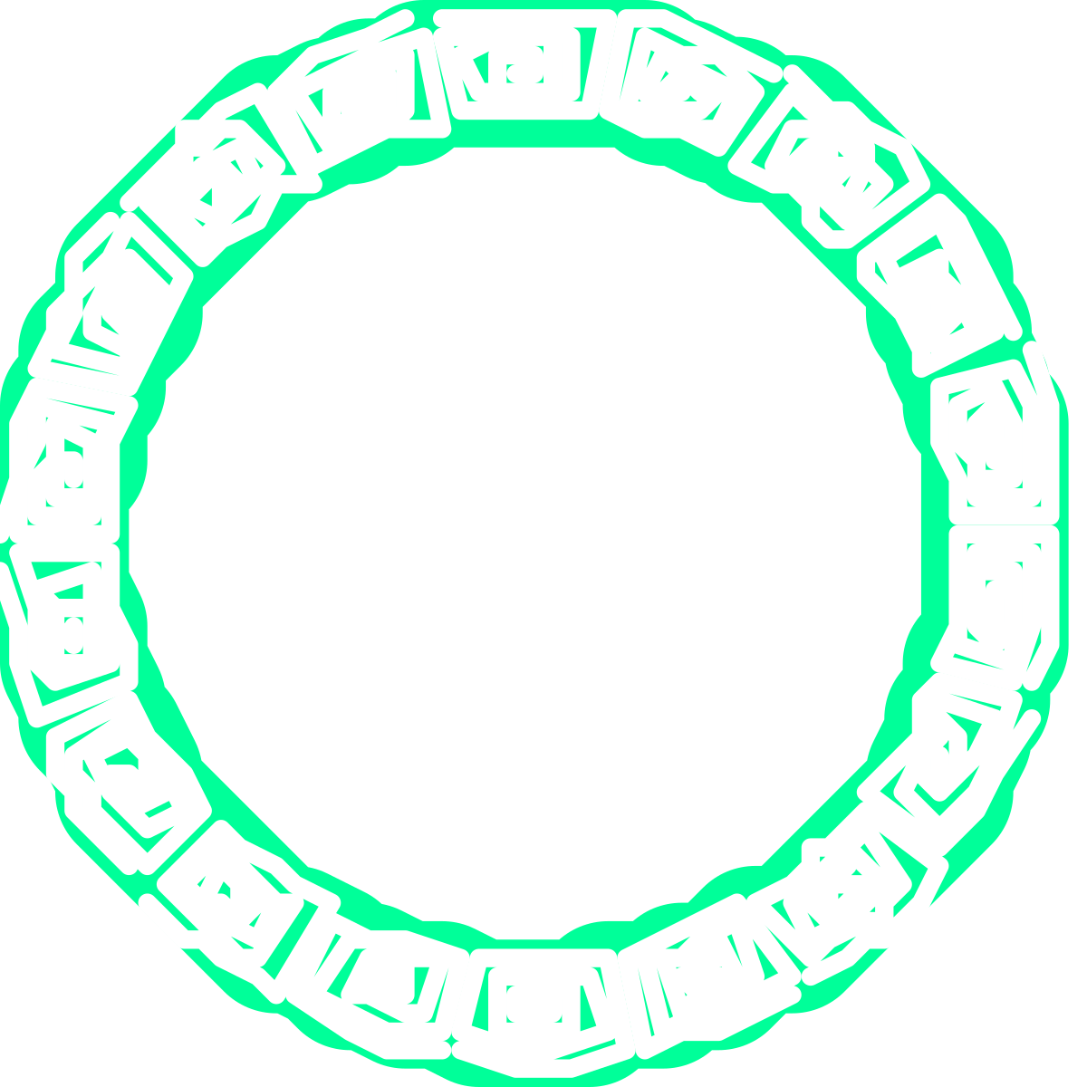 Green and White Pattern Circle Clipart - Elegant Border Design