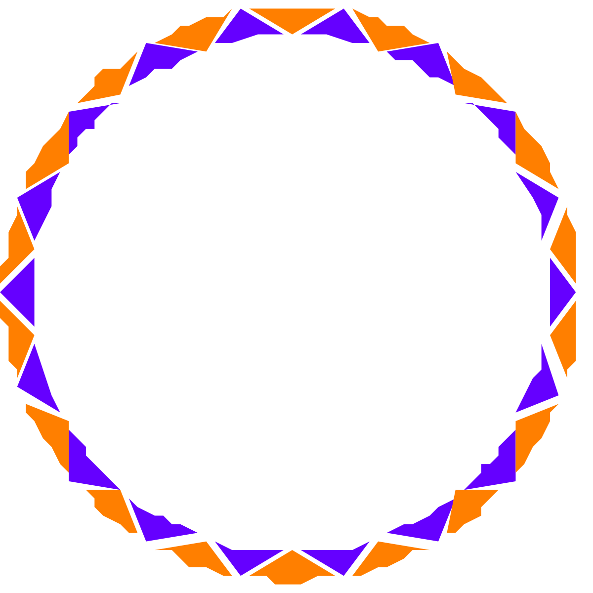 Orange and Purple Triangles Clipart - Circular Border Design
