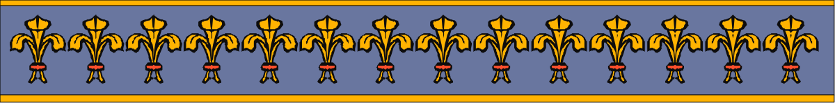 Blue and Yellow Pattern with Red Hearts Clipart Borders
