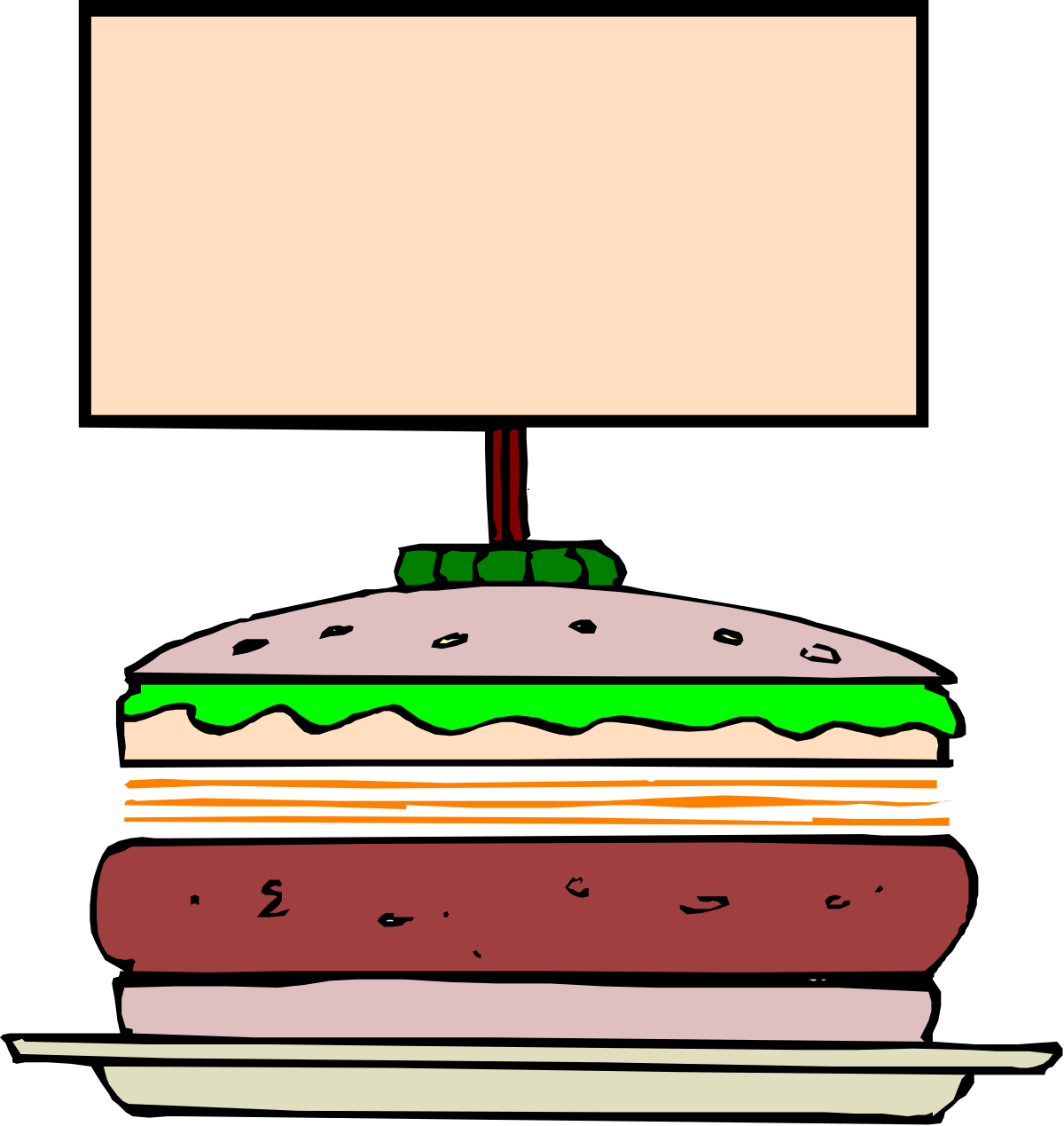 Hamburger Clipart with Blank Sign - Perfect for Customizable Designs