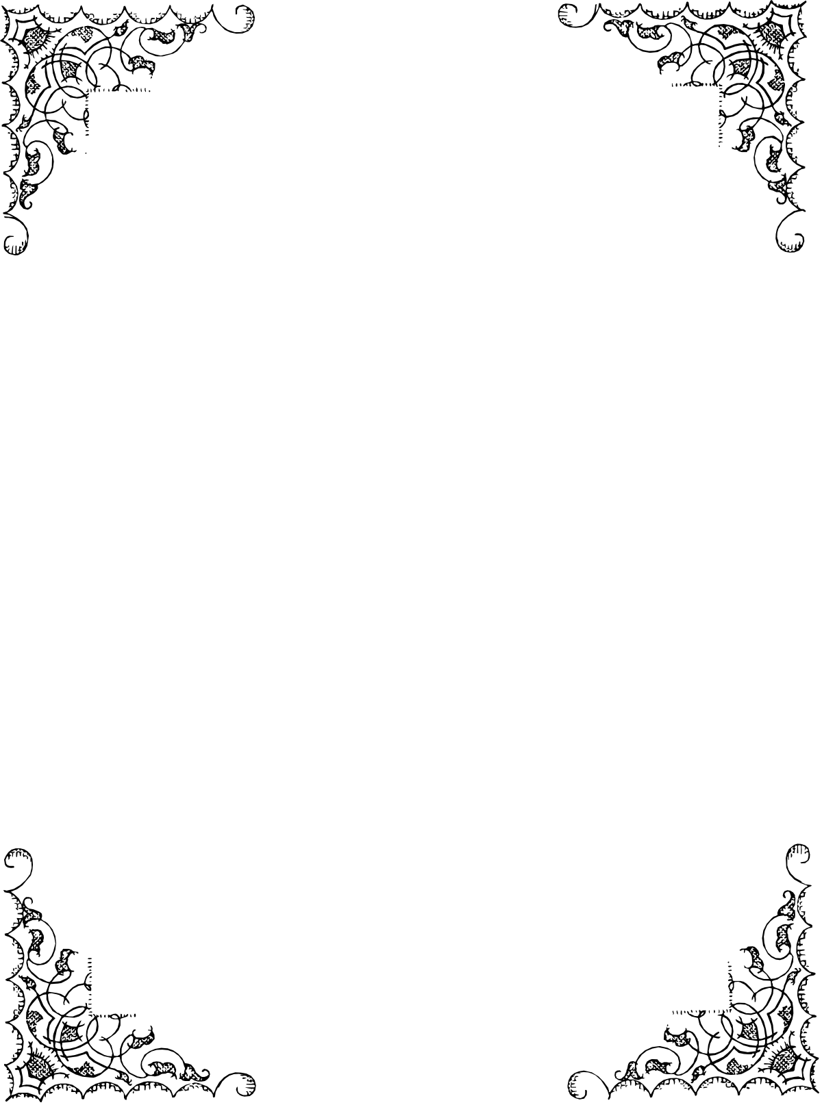 Floral Frame Clipart - Black and White Decorative Borders