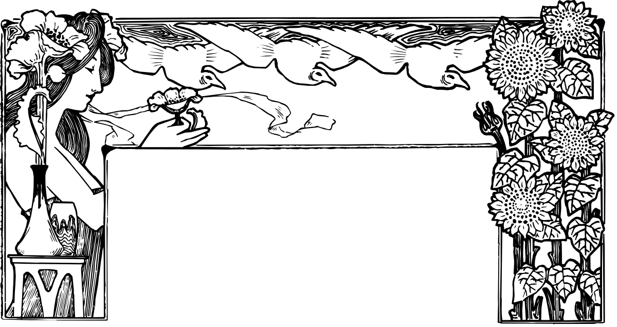 Black and White Woman with Horse Clipart - Elegant Borders Design