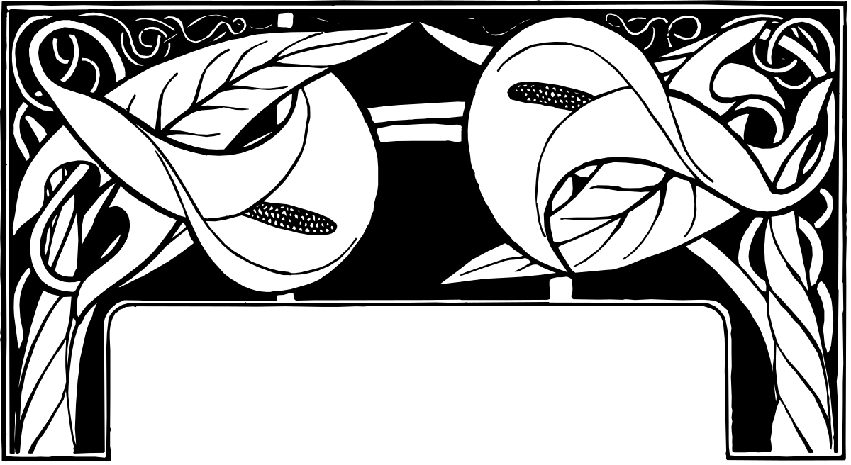 Black and White Border Clipart of Two People in a Frame