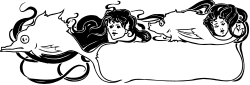 Black and White Drawing of Two Women - Elegant Borders Clipart