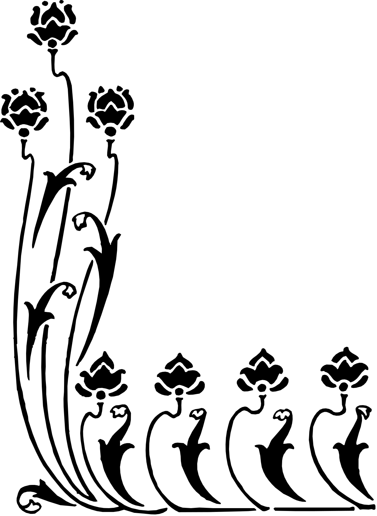 Elegant Black and White Tree Borders and Corners Clipart