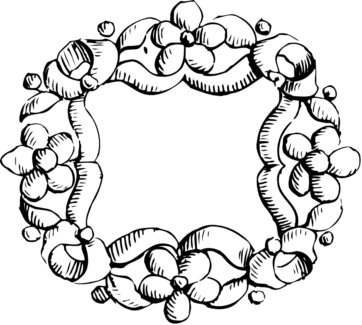 a black and white illustration of a wreath clip art png transparent Elegant Black and White Wreath Clipart Illustration for Creative Projects