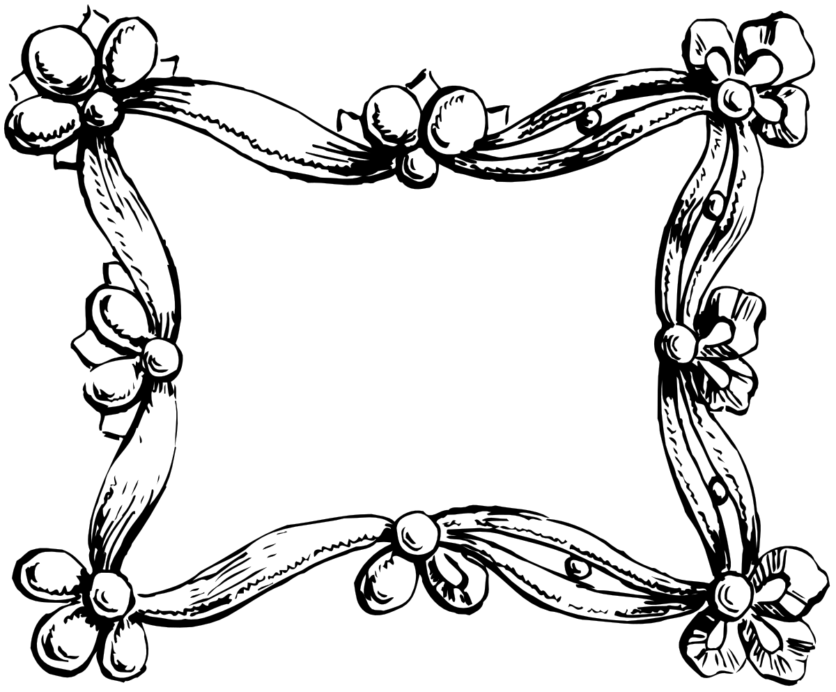 Elegant Black and White Floral Frame Clipart Design