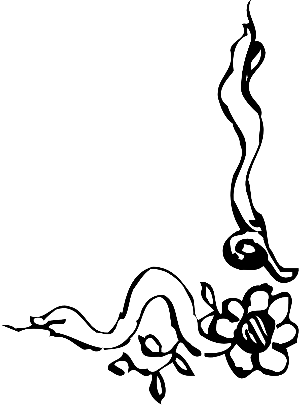 Elegant Black and White Silhouette of Woman with Flower Clipart