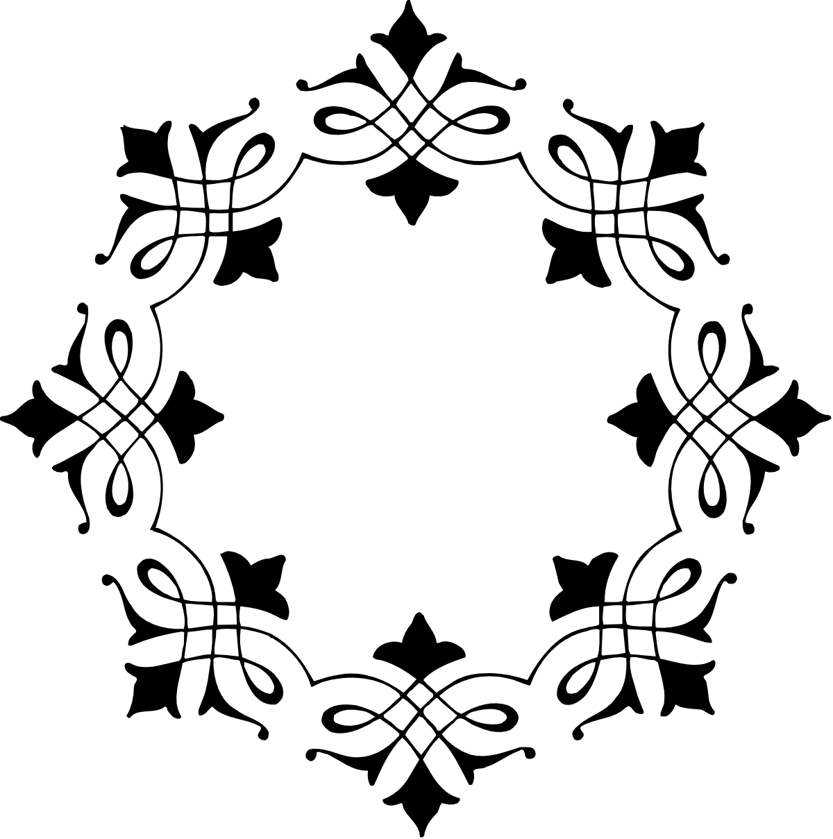 a black and white circular frame with bows clip art png transparent Black and White Circular Frame with Bows - Elegant Clipart Design