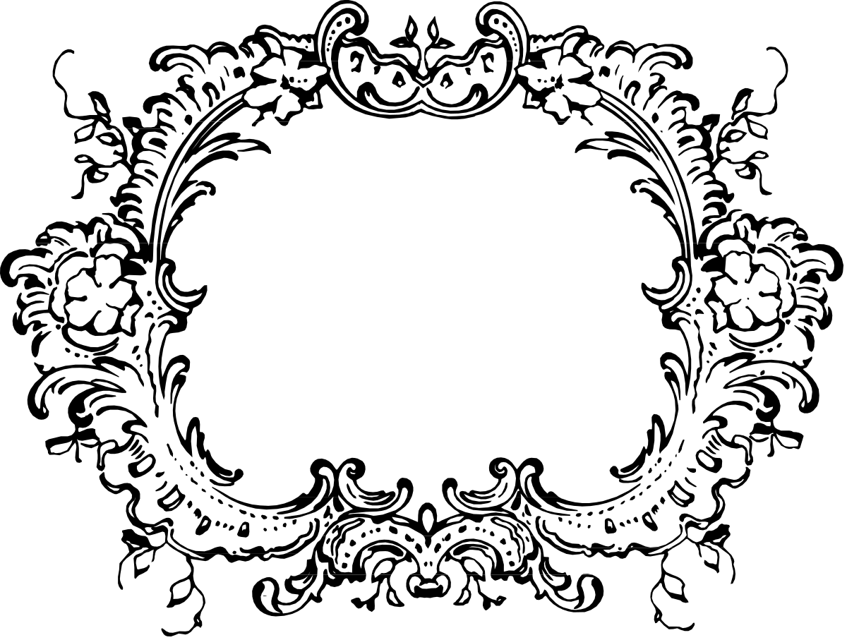 Elegant Black and White Flower Frame Clipart for Creative Borders