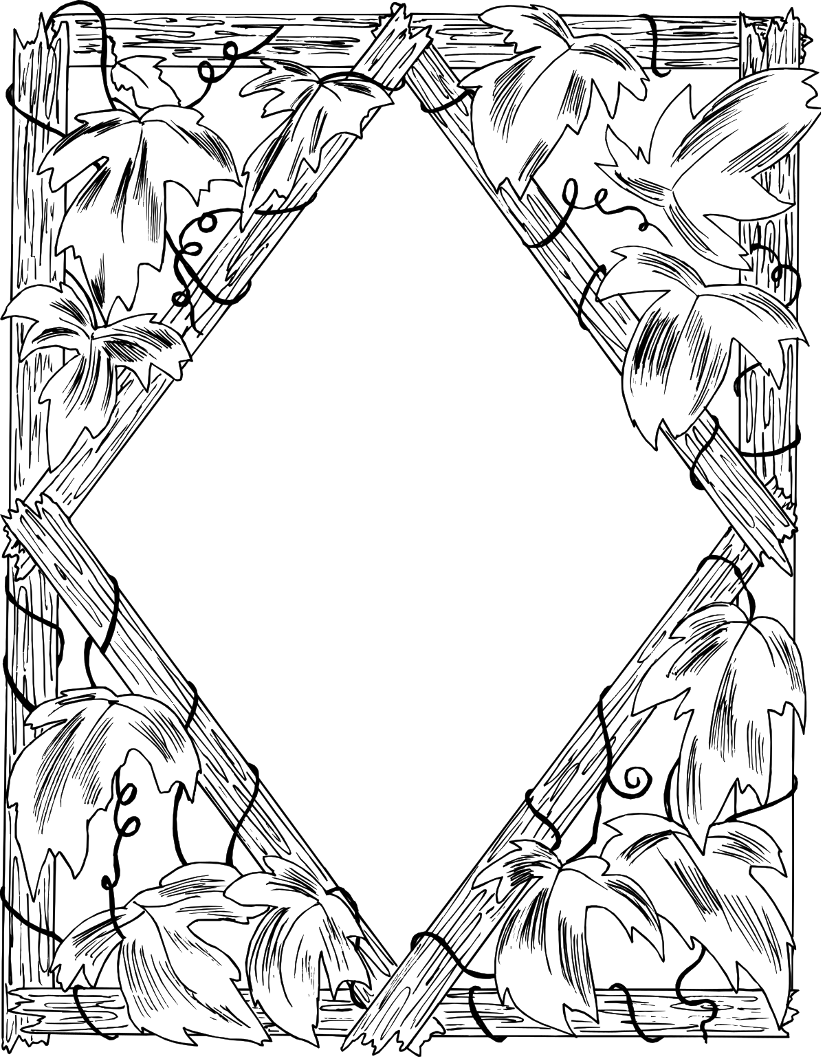 Elegant Black and White Leaf Frame Clipart for Creative Designs