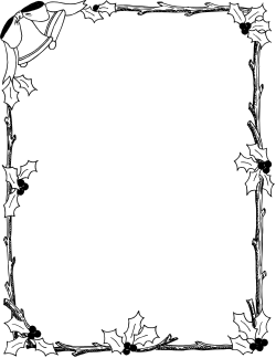 Elegant Black and White Holly Frame Clipart for Creative Borders