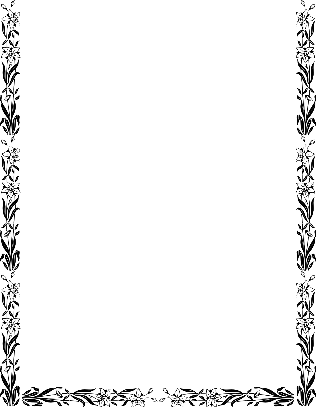 Elegant Floral Pattern Black and White Frame Clipart for Versatile Designs