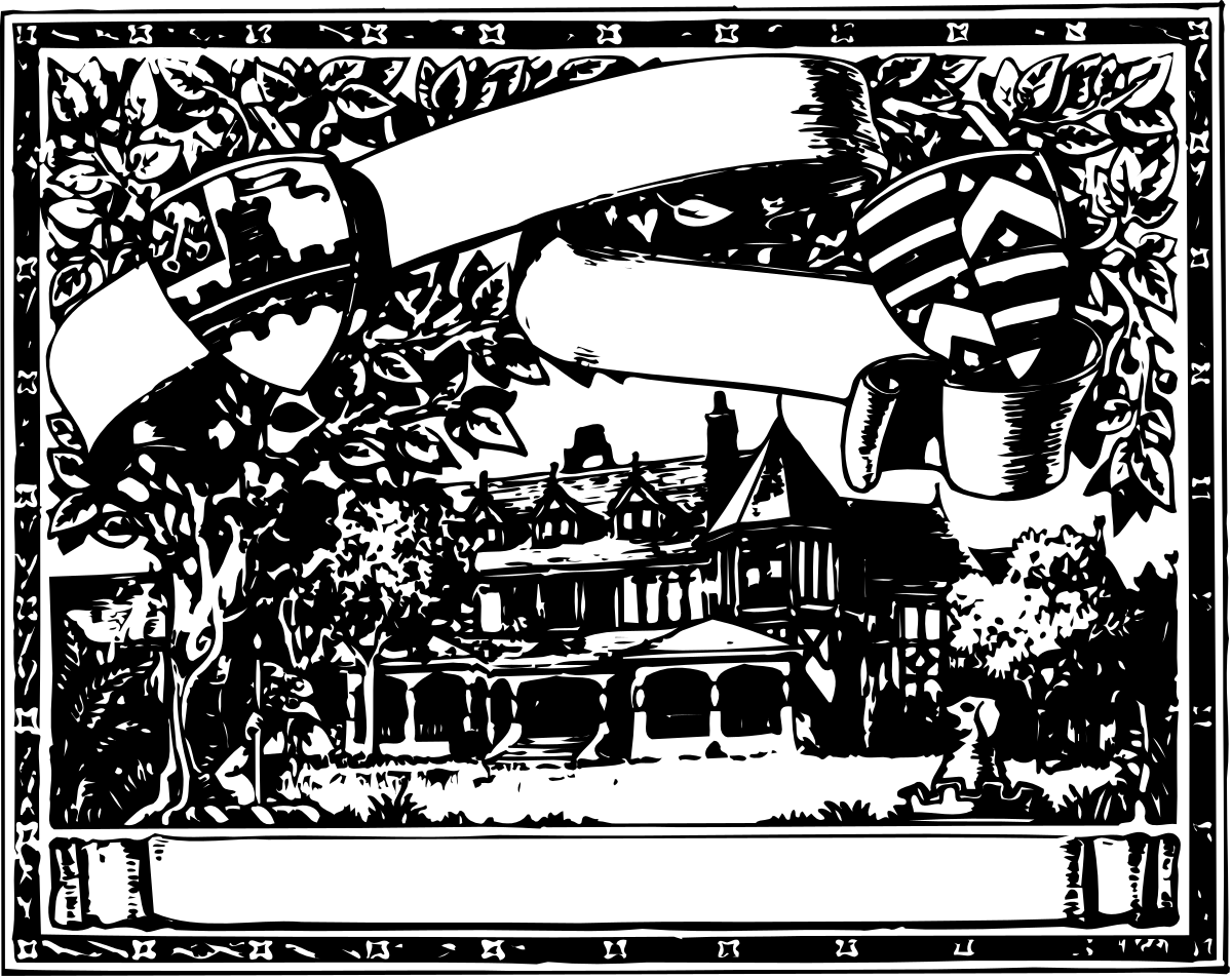 Black and White House Clipart - Elegant Borders and Bakribbn Design