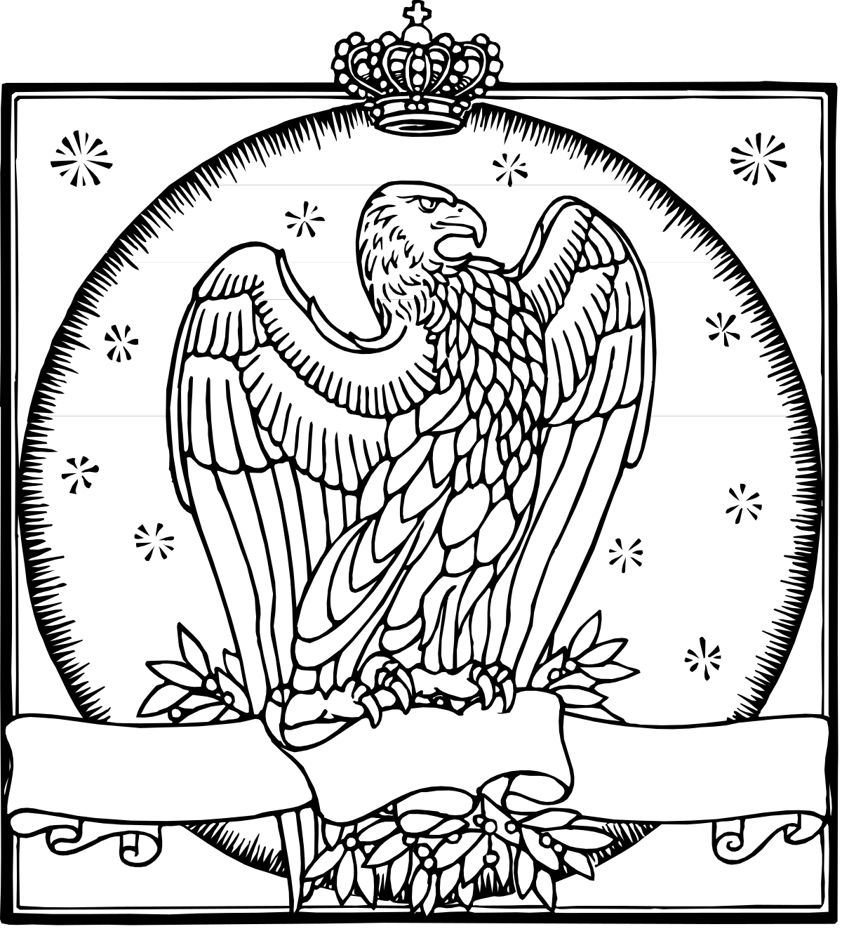 Eagle Clipart with Banner - Black and White Design for Creative Projects