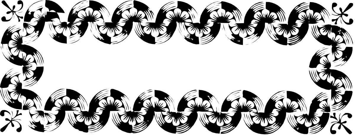 Elegant Black and White Leaf Pattern Frame Clipart