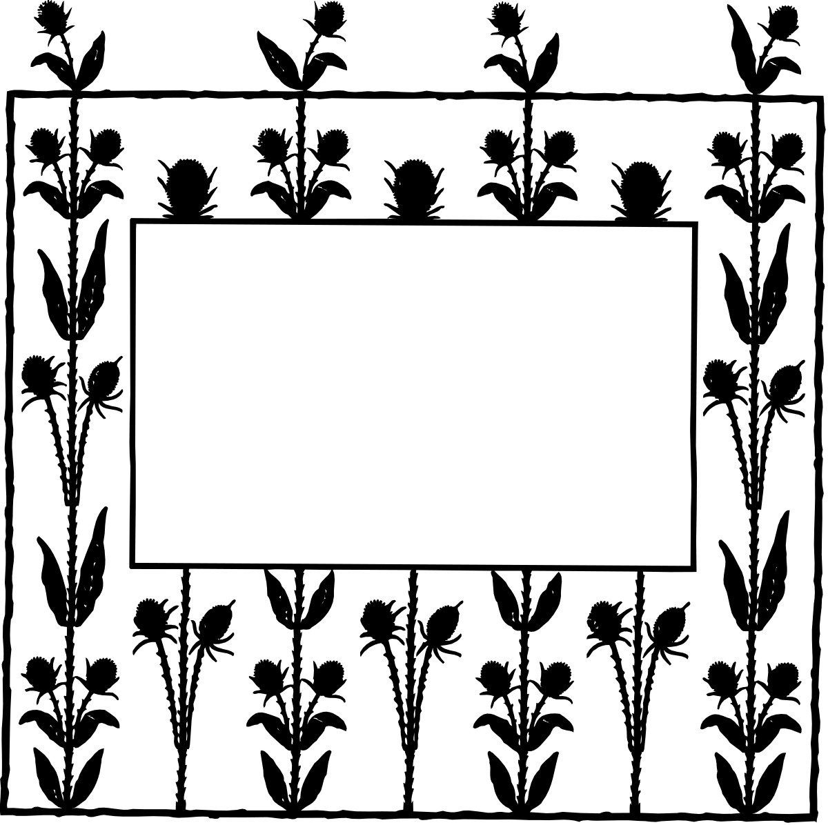 Floral Border Clipart - Elegant Black and White Design for Versatile Use