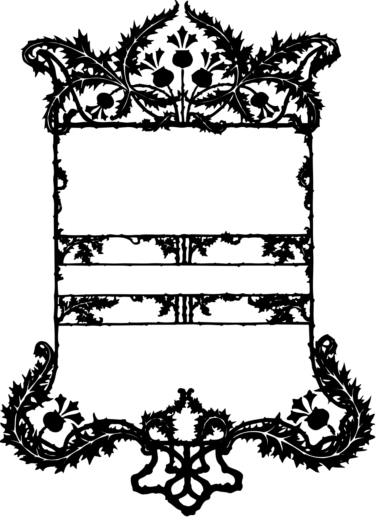 Floral Black and White Border Clipart for Elegant Designs