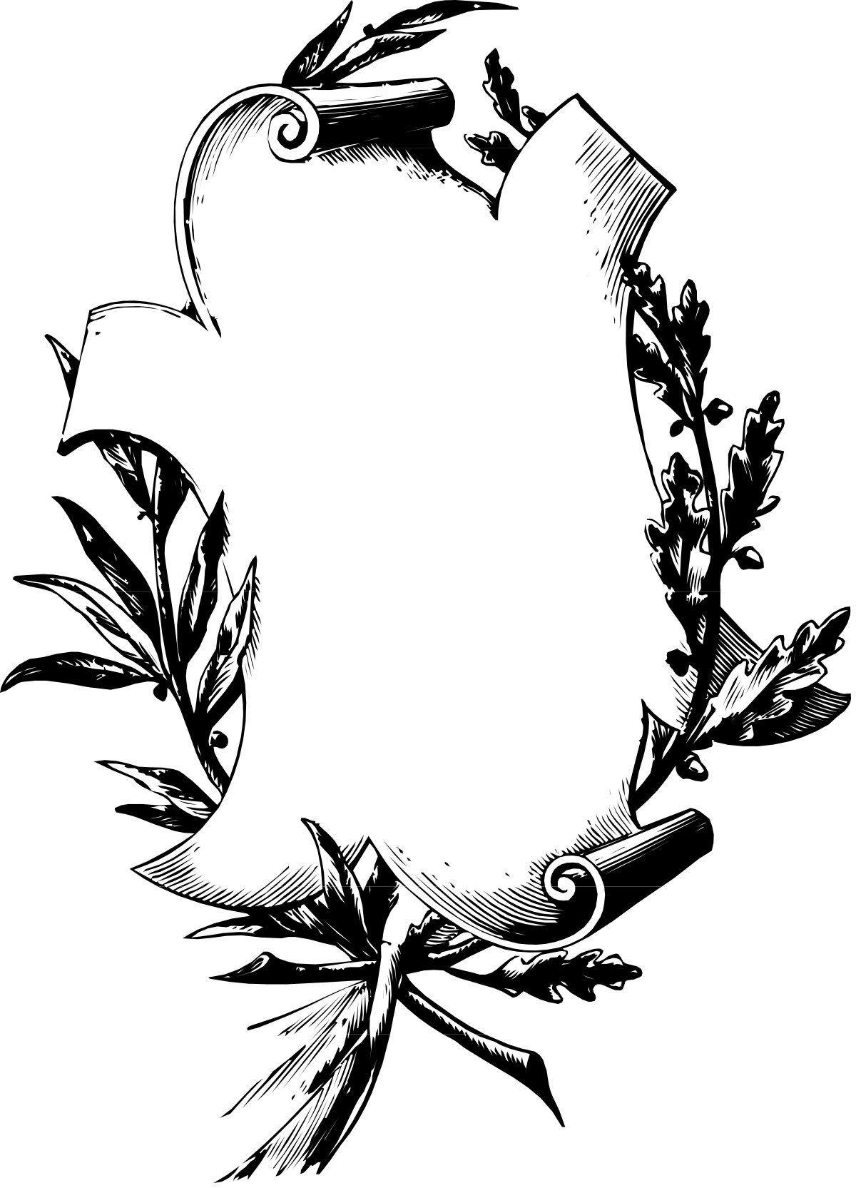 Black and White Wreath Clipart for Elegant Borders