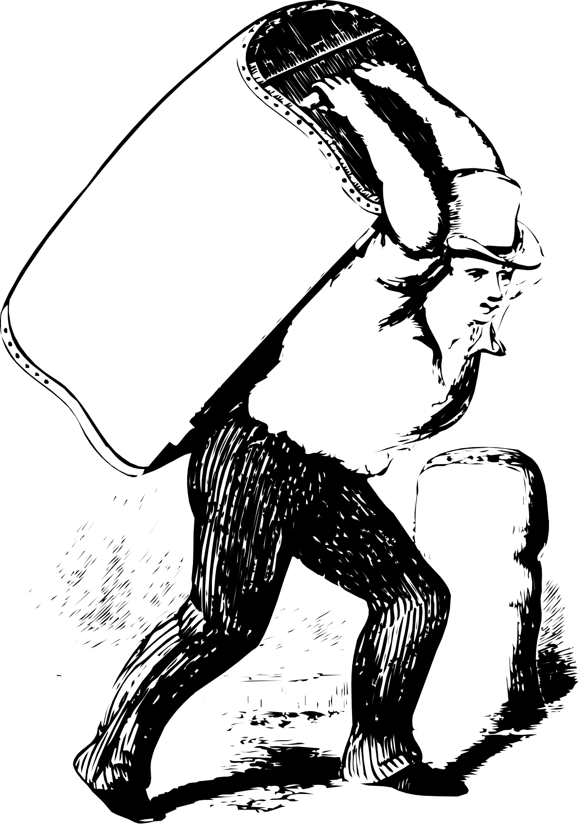 Black and White Surfboard Clipart - Man Riding Waves
