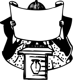 Black and White Clipart of a Man Holding a Large Pot - Unique Borders Design