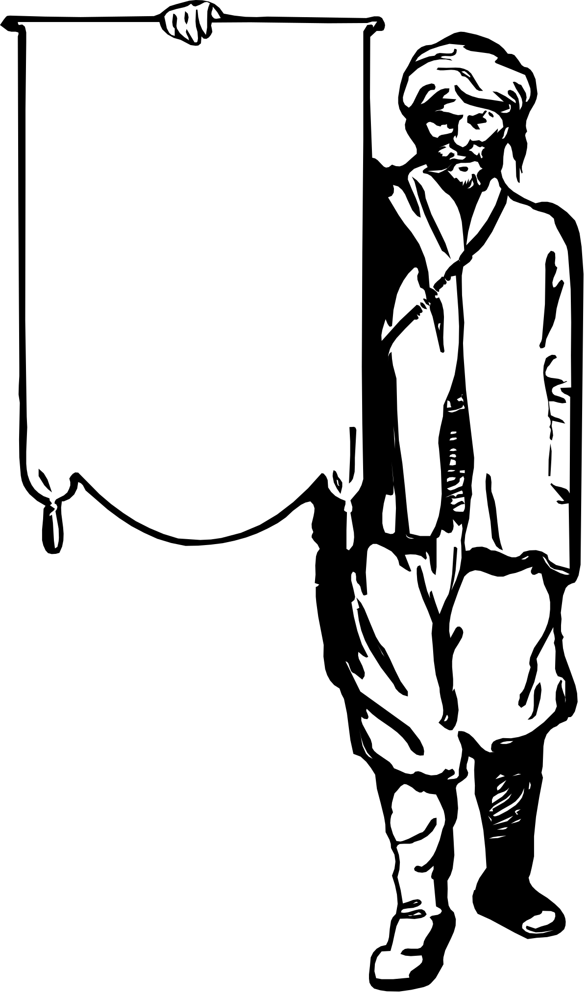 Sign Holding Man with White Background Clipart - Perfect for Borders