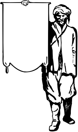 Sign Holding Man with White Background Clipart - Perfect for Borders