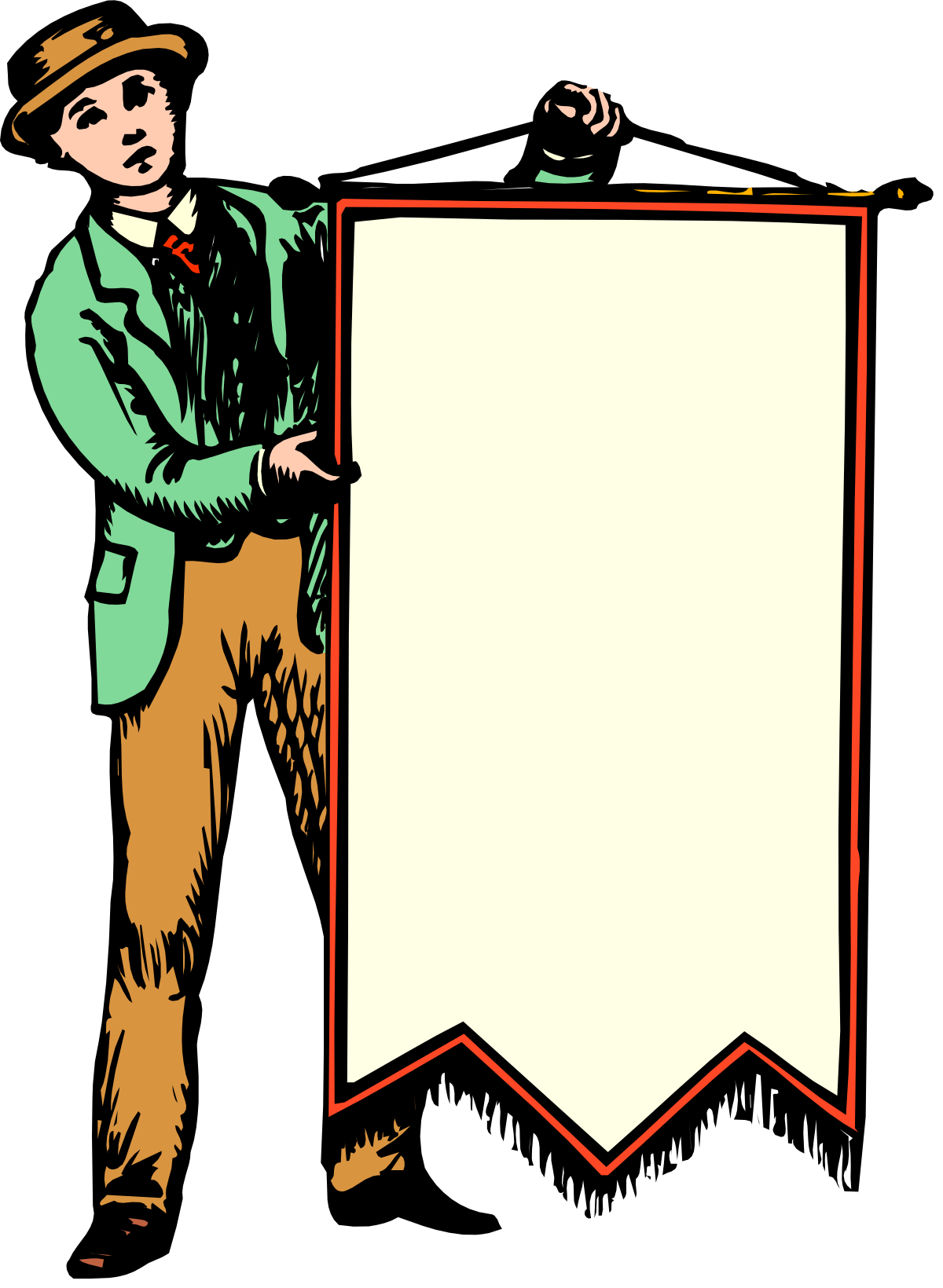 Blank Sign Clipart - A Man Holding a Blank Sign for Creative Use