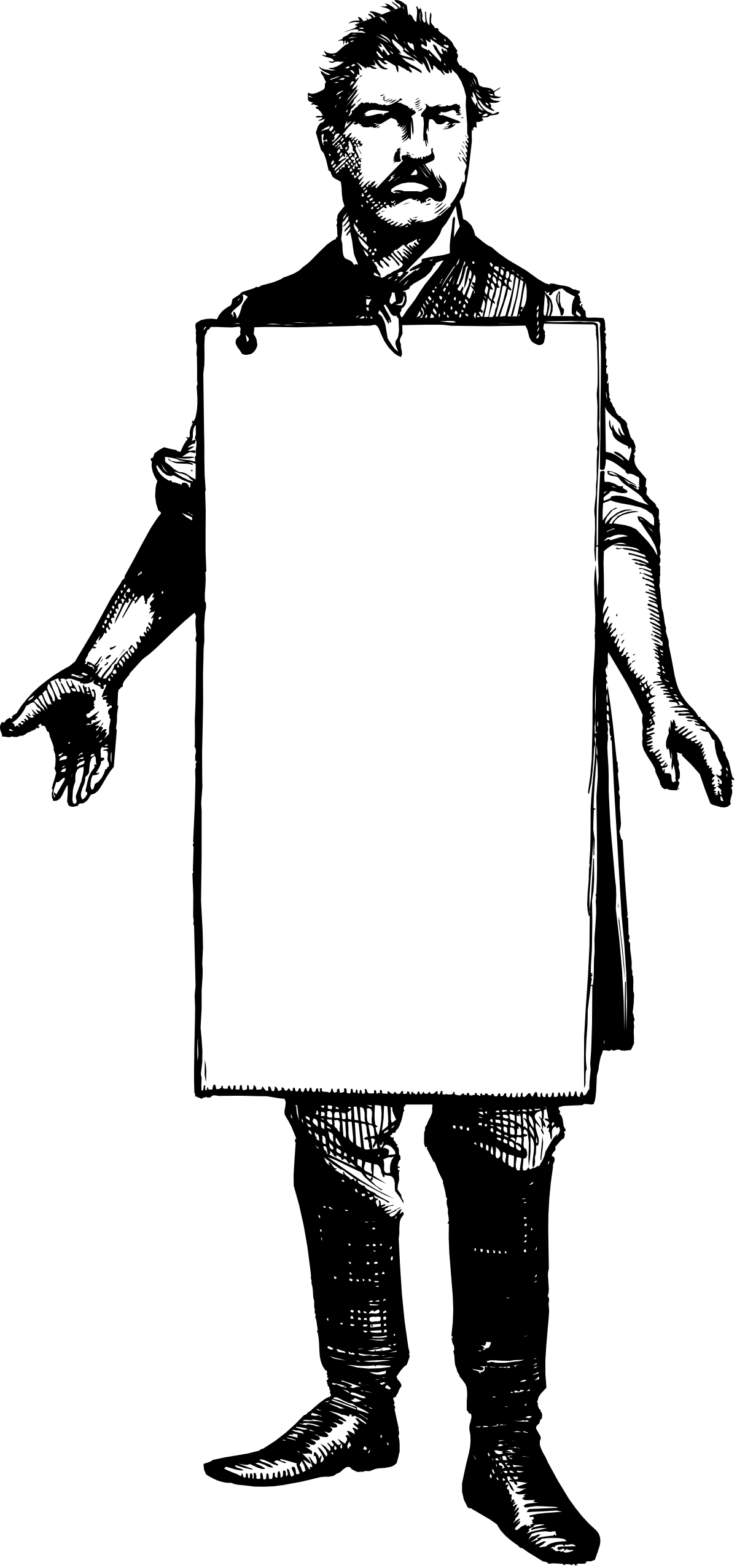 Man Holding a Sign Clipart - Versatile Border Designs