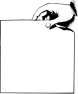 Hand Holding White Paper on Black Background - Clipart Illustration