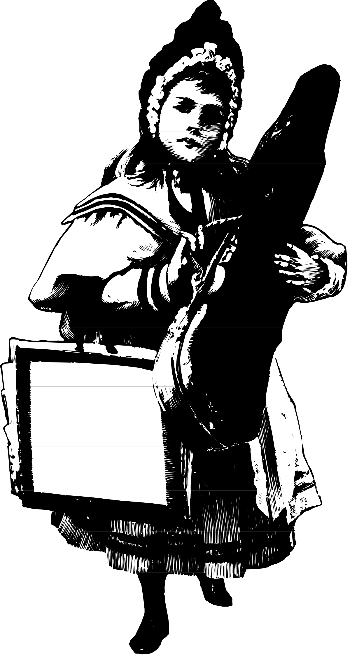 a black and white image of a man holding a box clip art png transparent Black and White Clipart of a Man Holding a Box