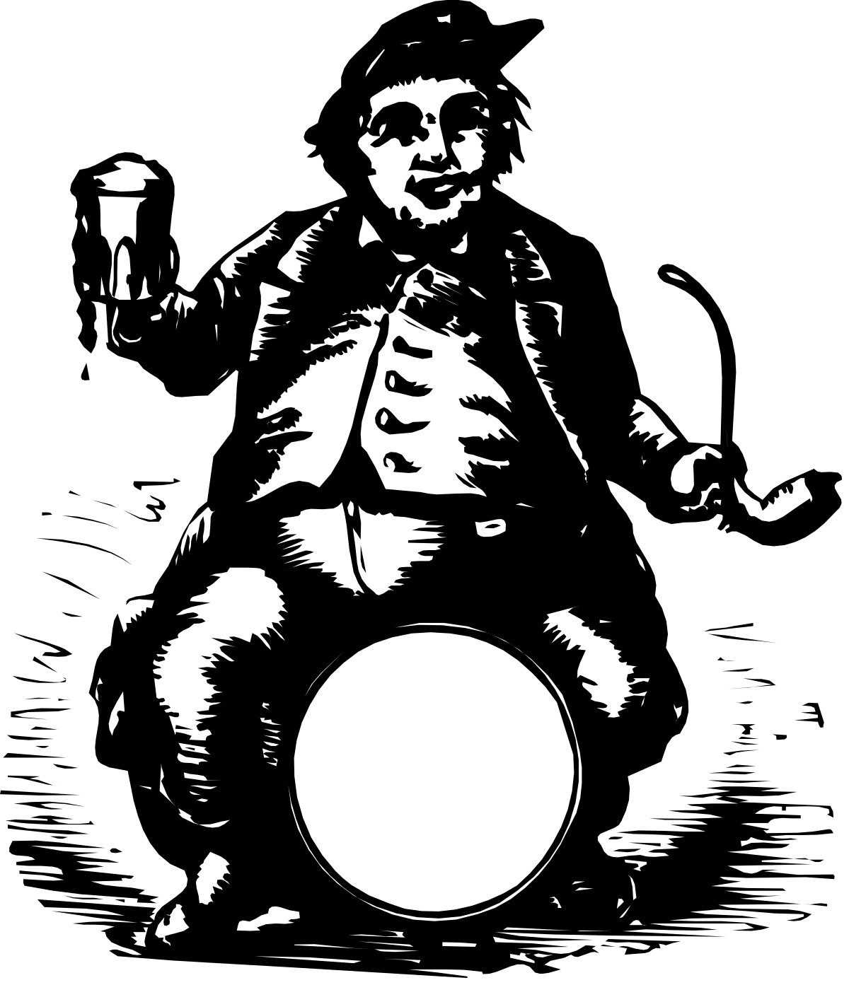 Man on Motorcycle Clipart - Stylish Black and White Design