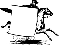 Black and White Clipart of a Man Holding a Sign - Creative Borders
