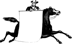 Dark Clipart of a Man Riding a Horse - Majestic Night Scene