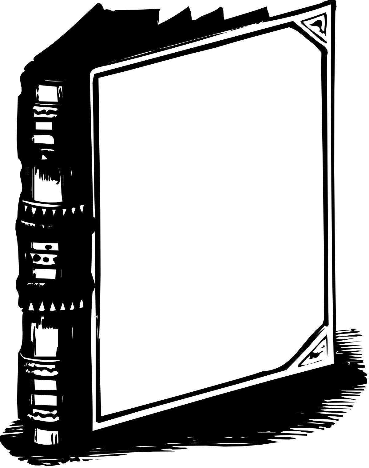Black and White Book Clipart with Blank Page for Creative Designs