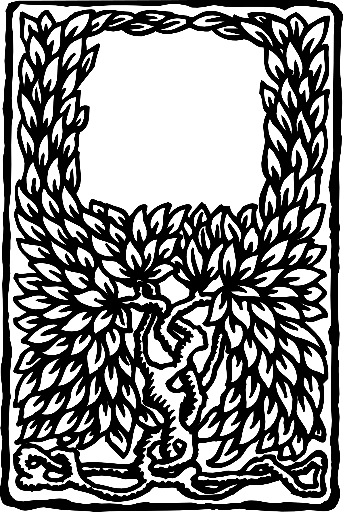 Black and White Wreath Clipart - Elegant Decorative Borders for Design