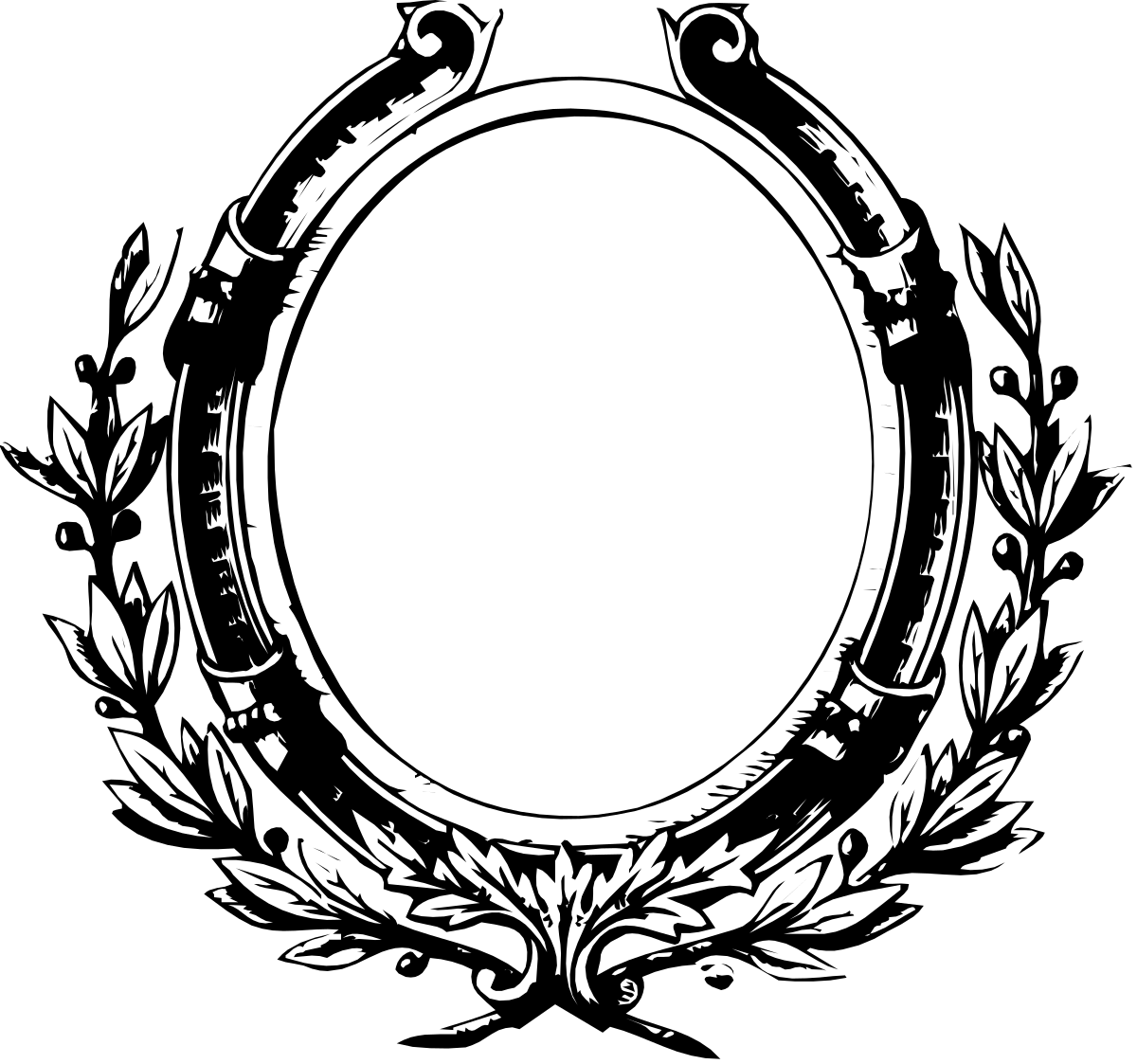 Black and White Wreath Clipart - Elegant Circular Design