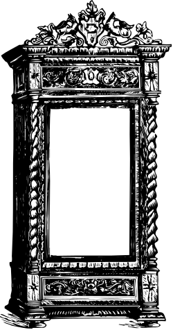 Fireplace Clipart - Elegant Black and White Drawing for Cozy Decor