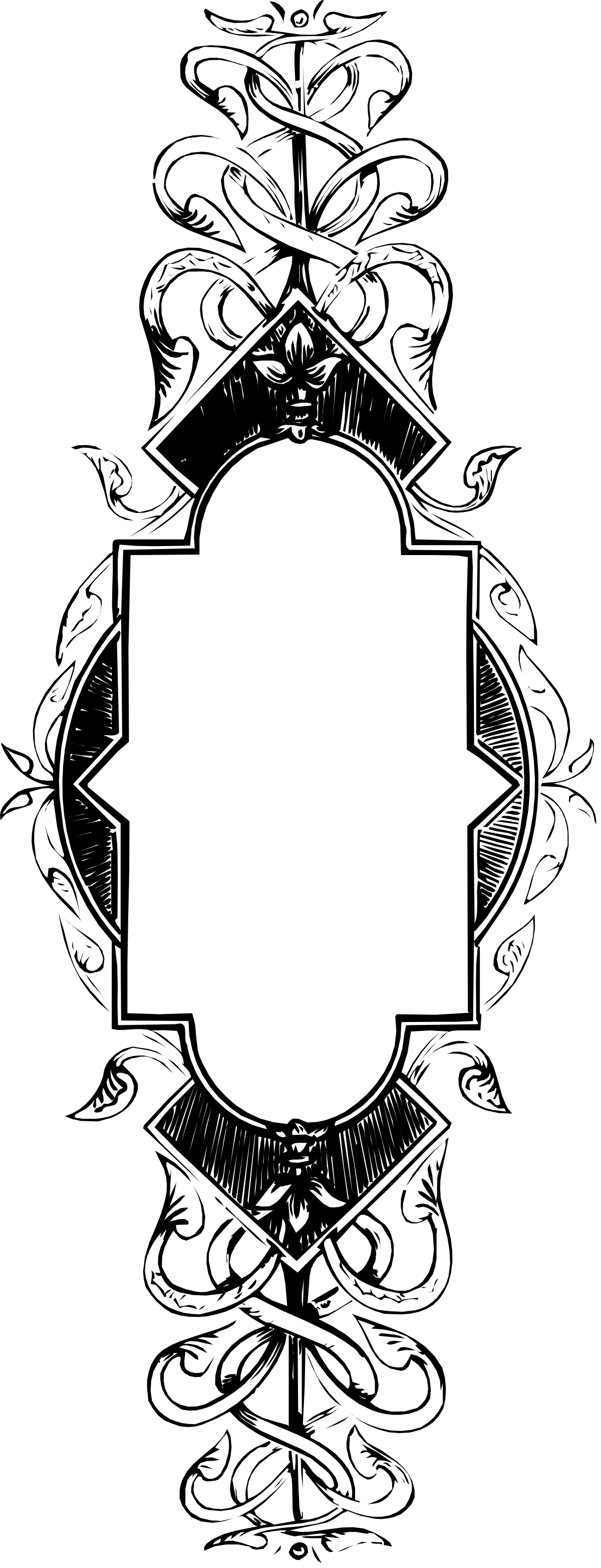 Black and White Floral Frame Clipart for Elegant Design