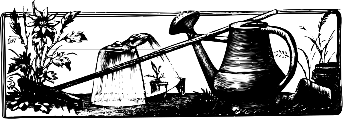 a black and white drawing of a pitcher and a watering clip art png transparent Borders: Black and White Pitcher and Watering Can Clipart