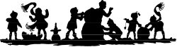 Silhouette Group of People Clipart - Black and White Borders