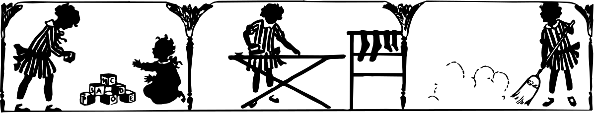 Borders: Black and White Man in Room Clipart for Creative Designs