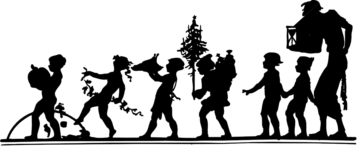 Silhouette Clipart of Man and Woman - Elegant Black and White Borders