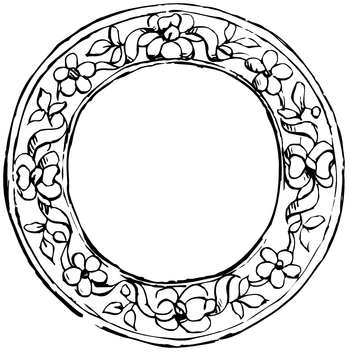 Circle Clipart with Leaves and Flowers - Elegant Decorative Borders
