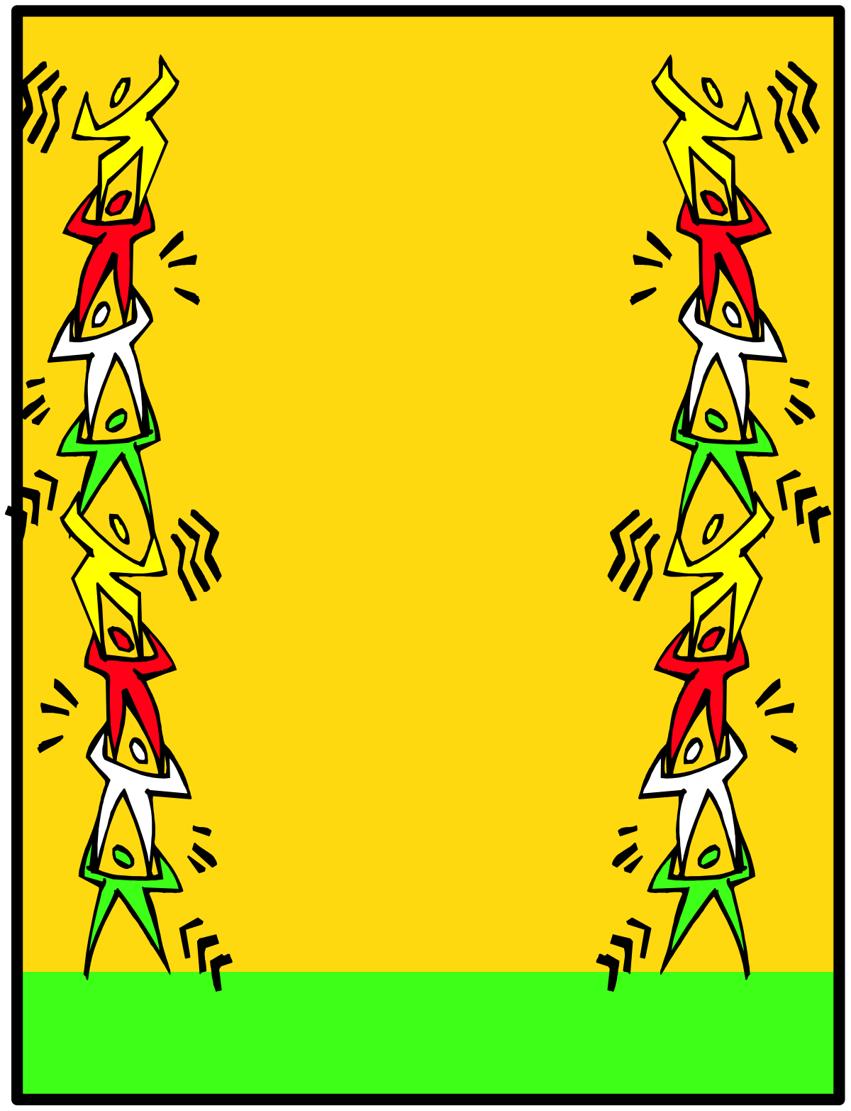 Borders and Backport Clipart: Vibrant Yellow and Green Background with Diverse Group of People