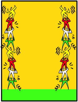 Borders and Backport Clipart: Vibrant Yellow and Green Background with Diverse Group of People