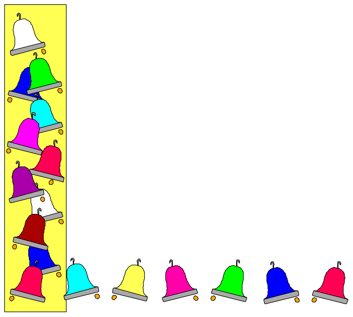 Bells Clipart on Yellow Background - Decorative Borders and Corners