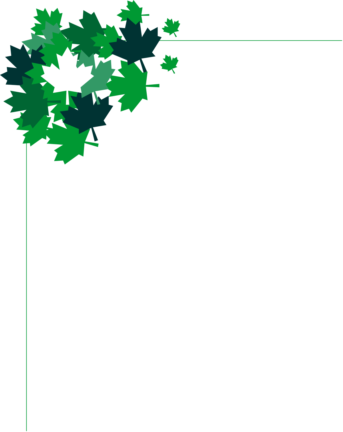 Green Leaf Border Clipart with White Outline - Perfect for Designs