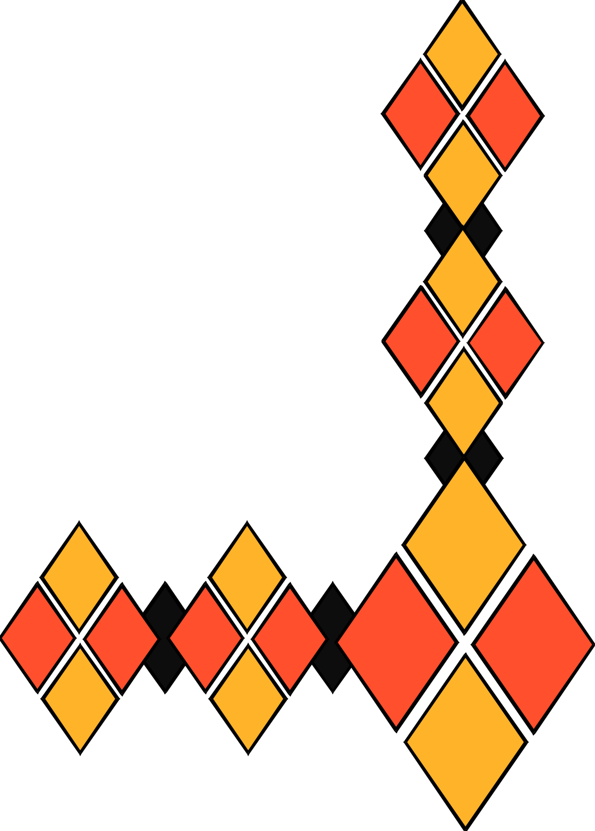 Black and Orange Square Pattern Clipart - Decorative Borders and Corners