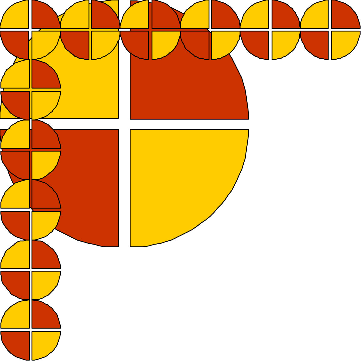 Borders and Corners: Yellow and Red Square Clipart on Black Background